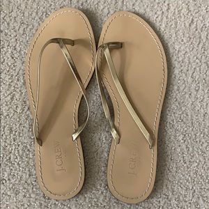 J Crew Gold Leather Flip Flop Size 7